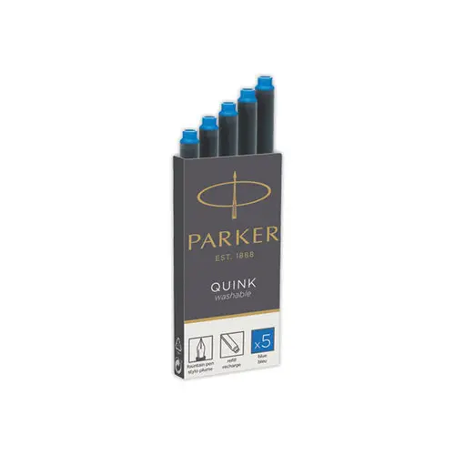 5 Cartouches d'encre PARKER Quinck pour Stylo plume - Bleu effaçable