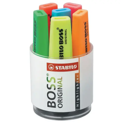 6 Surligneurs BOSS ORIGINAL - Pointe biseautée - Coloris assortis - STABILO