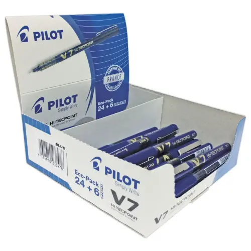 Stylo roller pointe aiguille Hi-Tecpoint V7 - Bleu - PILOT