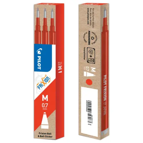 3 Recharges d'encre pour stylo Frixion Ball Clicker - rouge - PILOT 