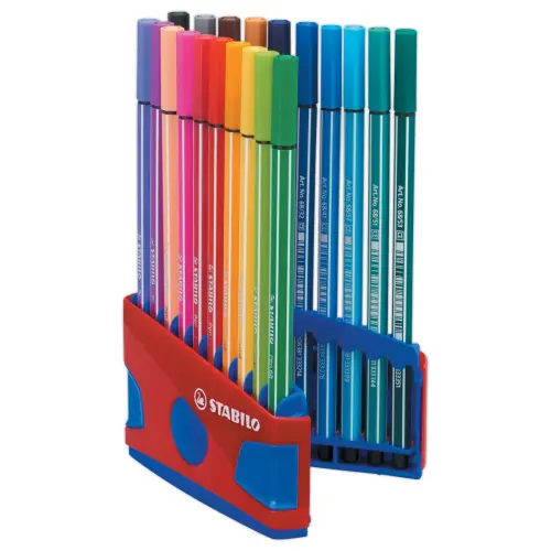 20 Feutres de coloriage Pen 68 - Pointe moyenne - Etui ColorParade - STABILO + 1 pochette de 3 feutres Boss mini offerte