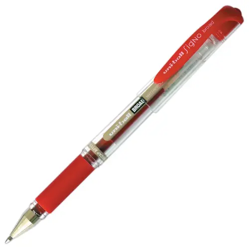 Stylo bille gel Signo Broad - &Eacute;criture large - Rouge - UNI-BALL 