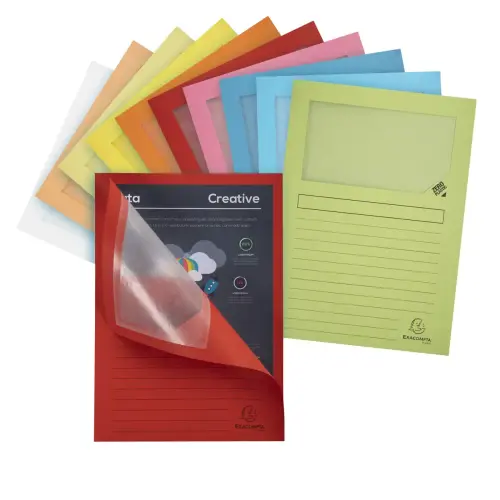 100 Pochettes coins &agrave; fen&ecirc;tre cristal - Assortiment pastel - EXACOMPTA 