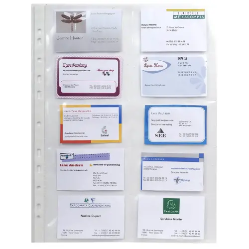 10 Pochettes perforées pour cartes de visite - 20 cartes - EXACOMPTA