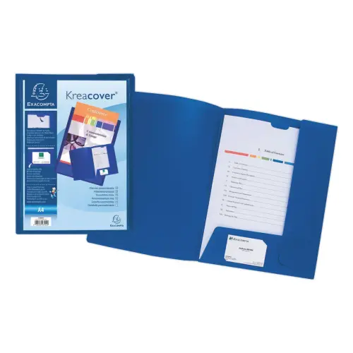 10 Chemises personnalisables 2 rabats - Kreacover EXACOMPTA - Bleu 