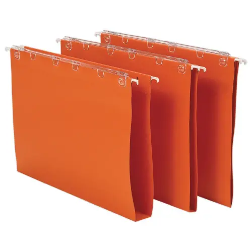 25 Dossiers suspendus pour tiroirs kraft recycl&eacute; - Fond 30 mm - Orange 