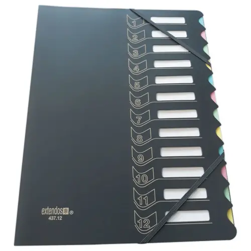Trieur chemise bi-matière - 12 compartiments - EXTENDOS