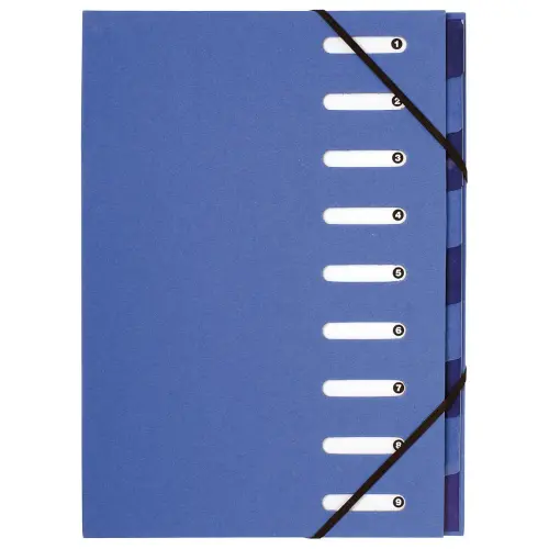 Trieur chemise carte recycl&eacute;e  - 9 compartiments - Bleu - EXACOMPTA 
