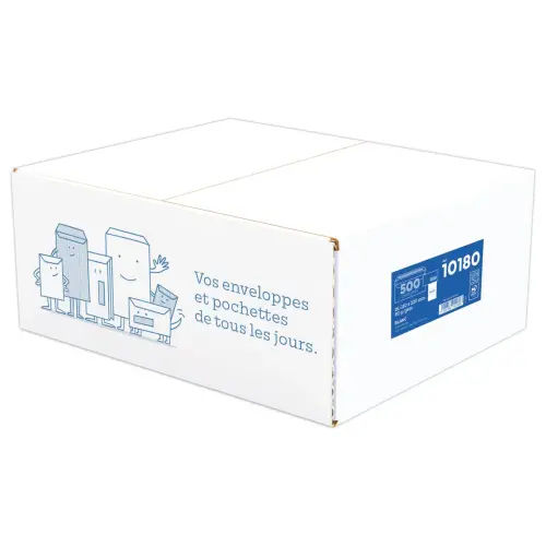 500 Enveloppes blanches autocollantes &agrave; fen&ecirc;tre - 80g - 110 x 220mm - GPV 