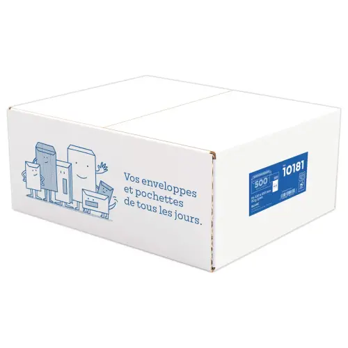 500 Enveloppes blanches - 80 g - Avec fenêtre