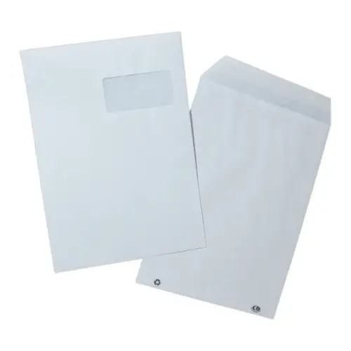 250 Pochettes blanches autocollantes avec fen&ecirc;tre - 229x324 mm - GPV Everyday 