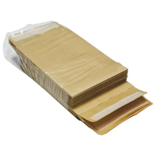 50 Pochettes &agrave; soufflet en kraft arm&eacute; brun 120g - 229x324mm 