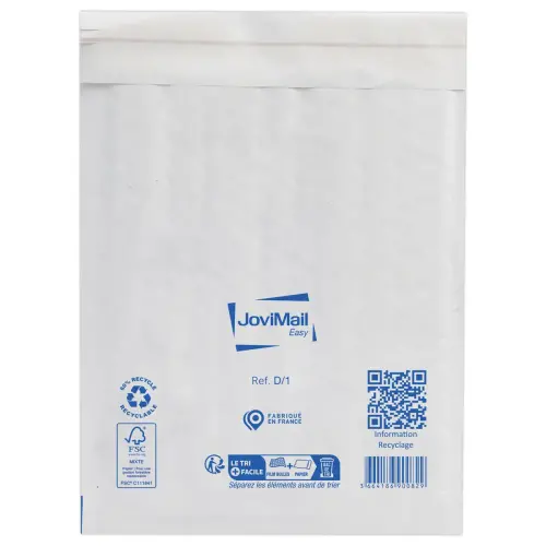 100 Pochettes matelassées bulles d'air blanches - 180x260 mm - JOVIMAIL EASY