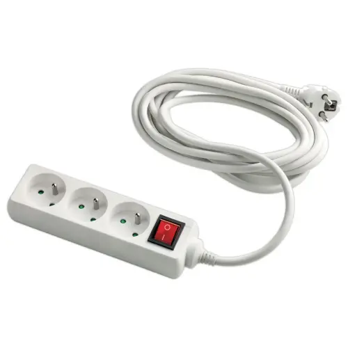 Multiprise 3 prises - Avec interrupteur - Câble de 4 m