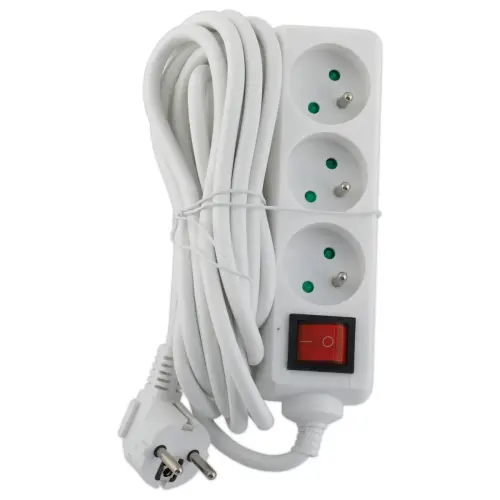 Multiprise 3 prises - Avec interrupteur - Câble de 4 m