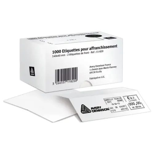 1000 &eacute;tiquettes d'affranchissement 140 x 40 mm - 2 &eacute;tiquettes par planche 