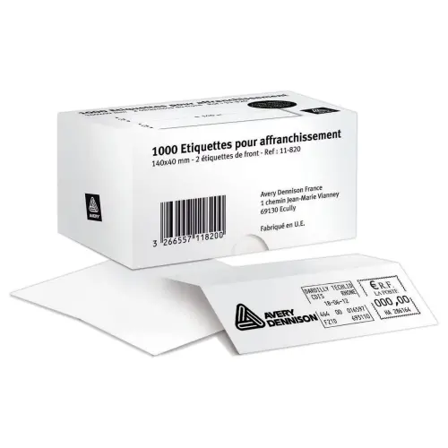1000 étiquettes d'affranchissement 140 x 40 mm - 1 étiquette par planche