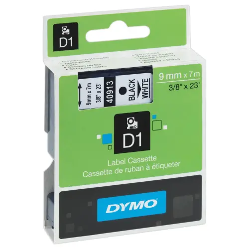 Ruban D1 DYMO S0720680 - 7 m x 9 mm - Texte noir sur fond blanc