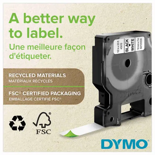 Ruban D1 DYMO S0720670 - 7 m x 9 mm - Texte noir sur fond transparent 