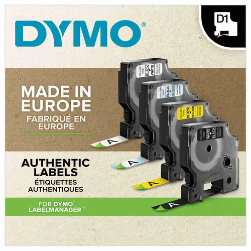 Ruban D1 DYMO S0720670 - 7 m x 9 mm - Texte noir sur fond transparent 