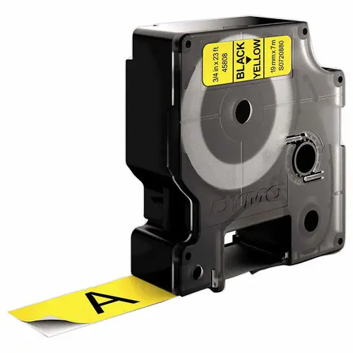 Ruban pour titreuse D1 - 7 m x 19 mm - Texte noir sur fond jaune - Dymo