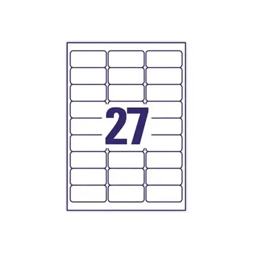 planches de 27 étiquettes blanches enlevables - 63,5x29,6mm - AVERY