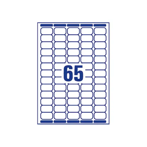25 planches de 65 &eacute;tiquettes blanches - 38.1 x 21.2 mm - AVERY 