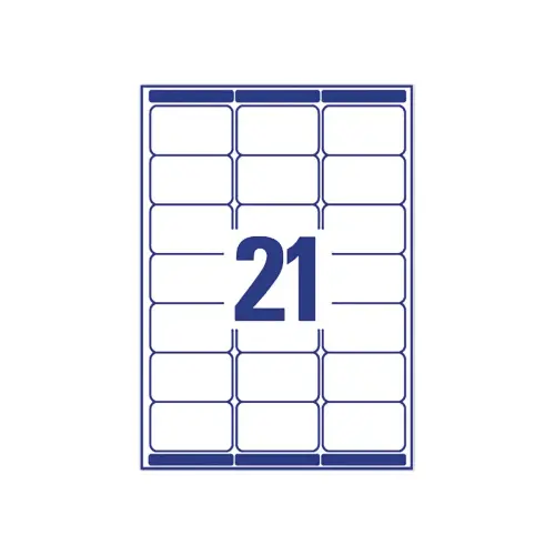 100 Planches de 21 étiquettes adresses blanches pour imprimantes laser - 63,5 x 38,1 mm - AVERY