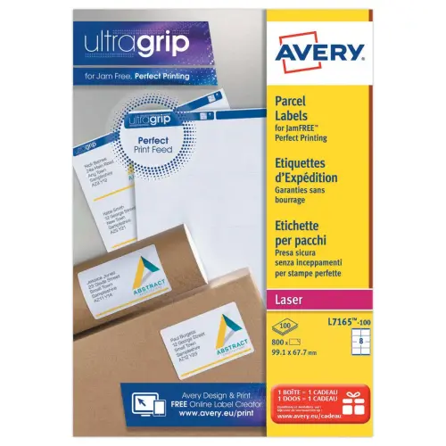 100 planches de 8 étiquettes adresses opaques pour imprimantes laser AVERY 99,1x67,7mm