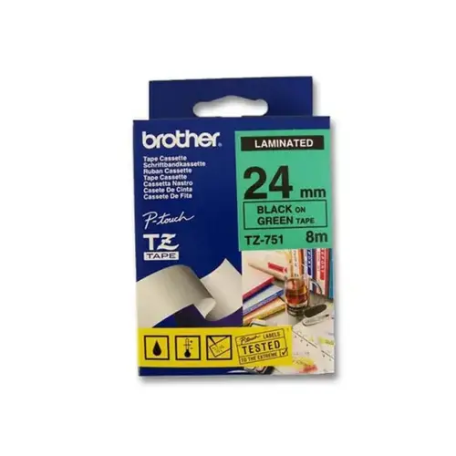 Ruban pour titreuse TZ 24mm - Noir/vert - Brother 