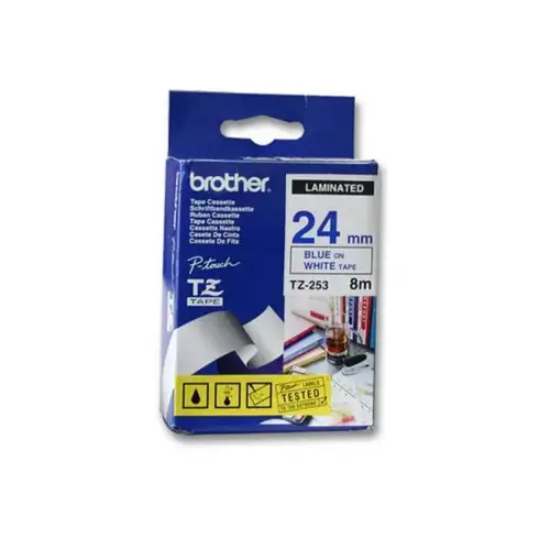 Ruban pour titreuse BROTHER 24mm - bleu/blanc - TZE253 