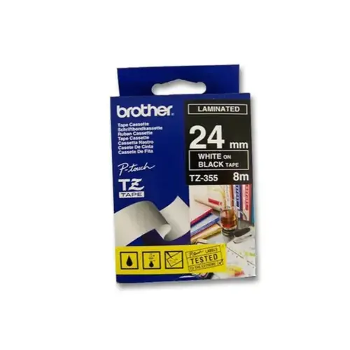 Ruban pour titreuse BROTHER 24mm - blanc/noir - TZE355 