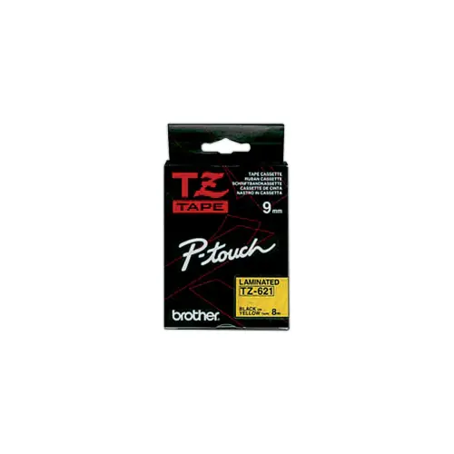 Ruban TZE 8m x 9 mm - Texte noir sur fond jaune - Brother