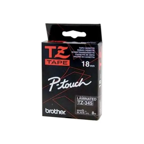 Ruban TZE 8m x 12 mm - Texte blanc sur fond noir - Brother