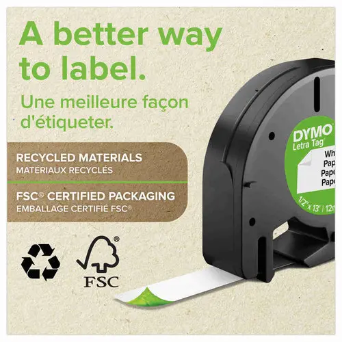 Ruban papier pour étiqueteuse Dymo Letratag - Noir sur fond blanc - Dymo
