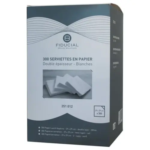 300 Serviettes de table blanches papier 2 plis - FIDUCIAL