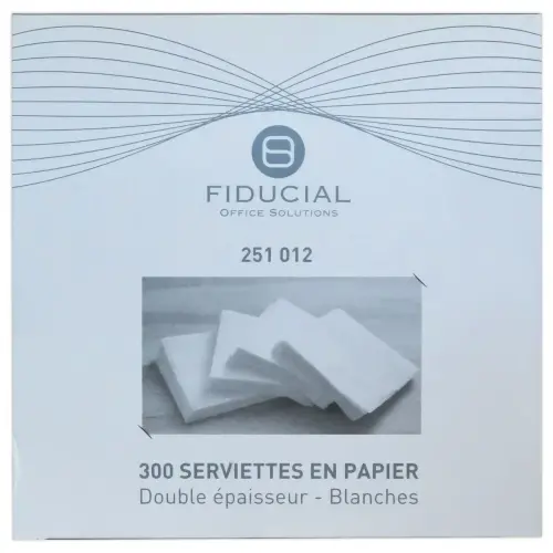 300 Serviettes de table blanches papier 2 plis - FIDUCIAL