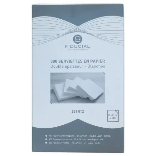 300 Serviettes de table blanches papier 2 plis - FIDUCIAL