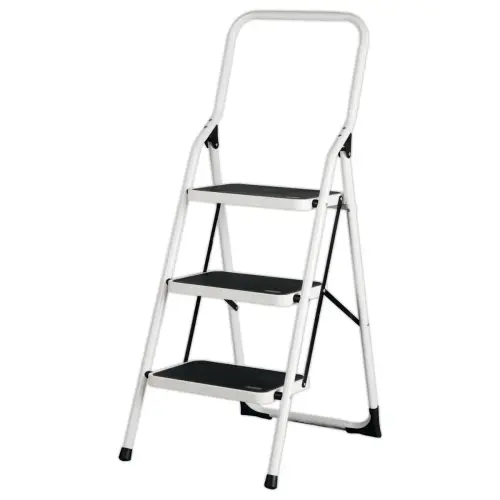 Petit escabeau 3 marches noir et blanc - Safetool 
