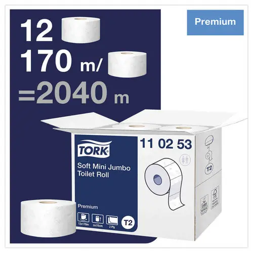 12 Rouleaux de papier toilette Mini Jumbo Premium Tork - Tork