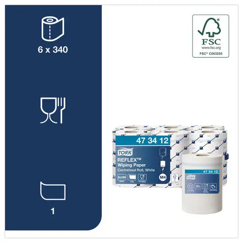 6 Bobines de papier d'essuyage multi-usage 1 pli Reflex - Tork