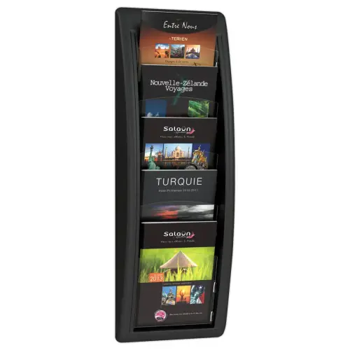 Présentoir mural noir Quick Fit - PAPERFLOW - 5 cases A5