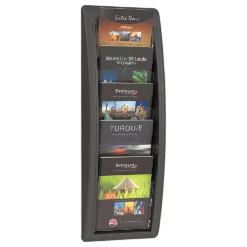 Présentoir mural noir Quick Fit - PAPERFLOW - 5 cases A5