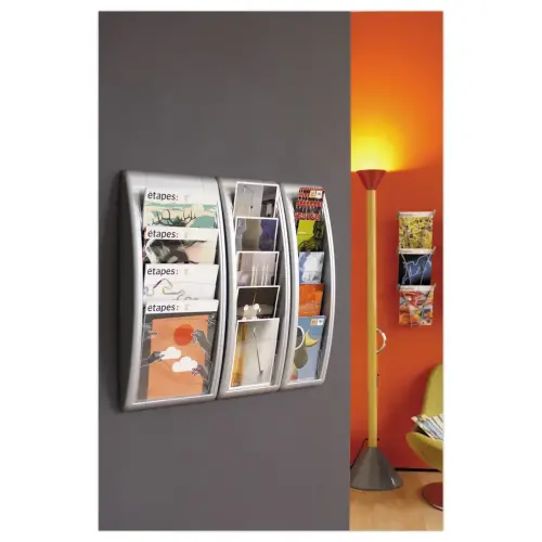 Pr&eacute;sentoir mural aluminium Quick Fit - PAPERFLOW - 4 cases A4 