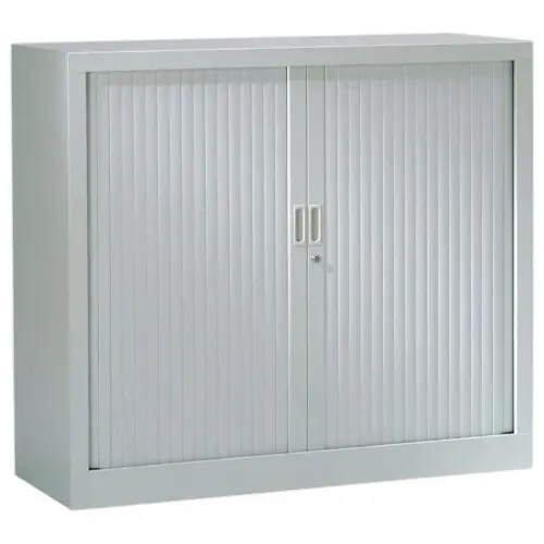 Armoire basse &agrave; rideaux - 100 x 120 cm - Gris clair 