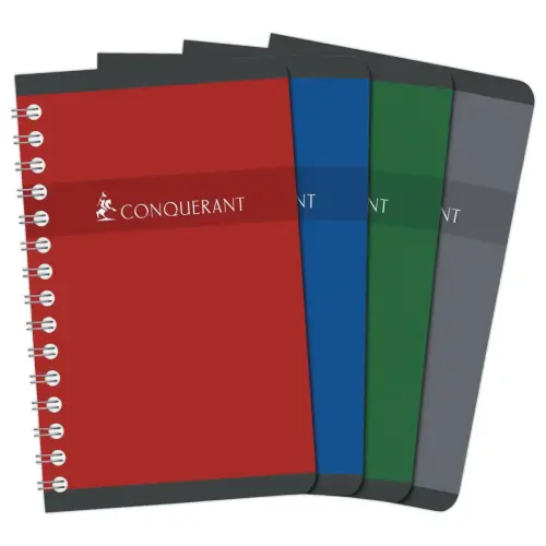 Carnet à spirales - 9 x 14 cm - 100 pages - Couleur aléatoire - Conquérant