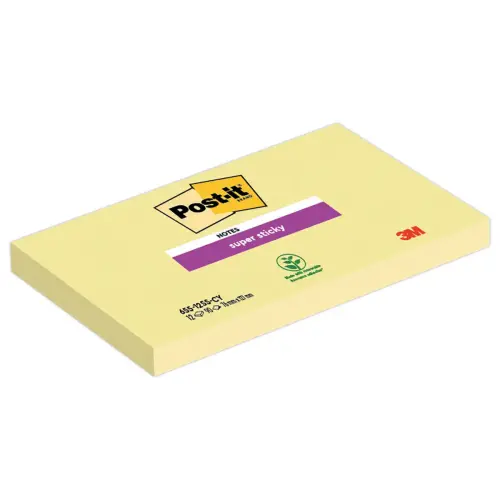 Bloc-notes repositionnables jaunes Super Sticky - 7,6 x 12,7 cm - POST-IT