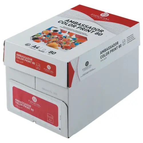 5 Ramettes de papier blanc Ambassador color print A4 - 80g - Fiducial 