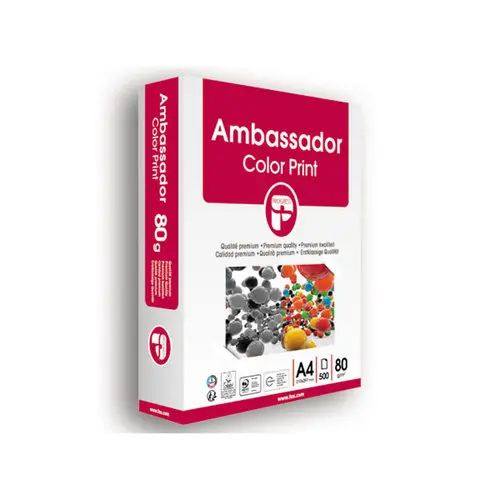 5 Ramettes de papier blanc Ambassador color print A4 - 80g - Fiducial 