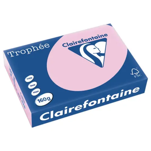 Ramette de 250 feuilles papier A4 coloré rose pastel - Clairefontaine